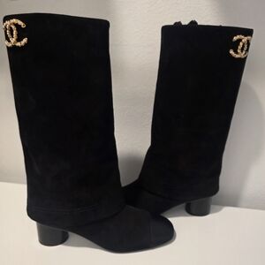 Chanel CC 50 MM Suede Black Boots NEW*AUTHENTIC* 25/26 Collection